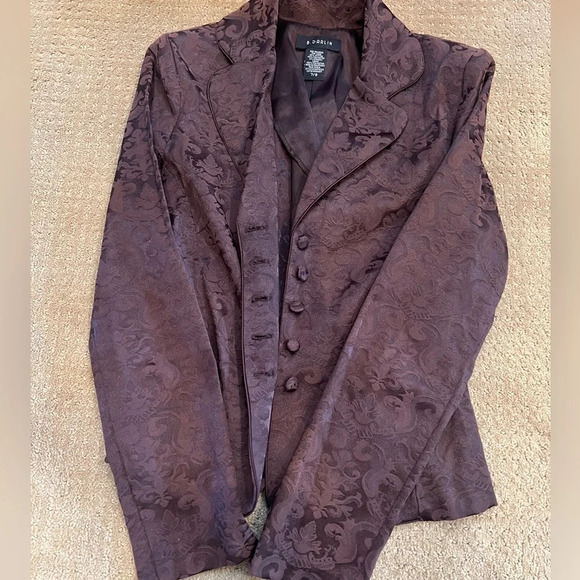 Vintage Style Brown Floral Skirt and Blazer B Darlin Size 7/8 - Picture 6 of 7